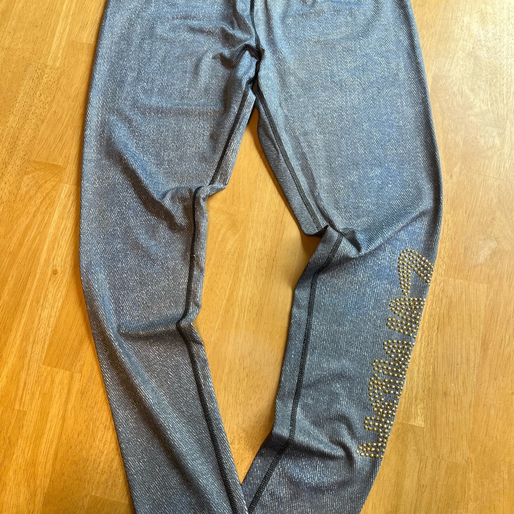 XL Zumba Fitness “Denim” Jean Print Leggings with Gold Accents